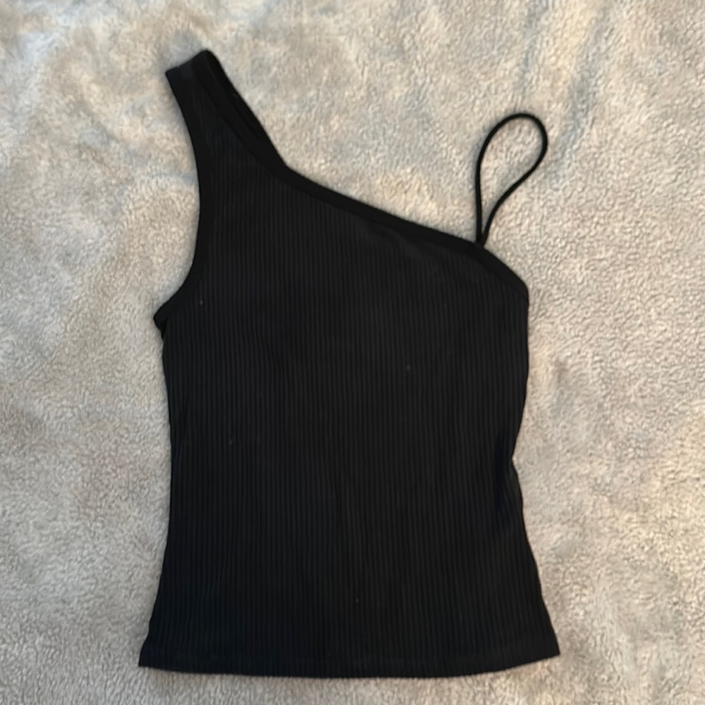 Reformation Ribbed Asymmetric Tank black xs